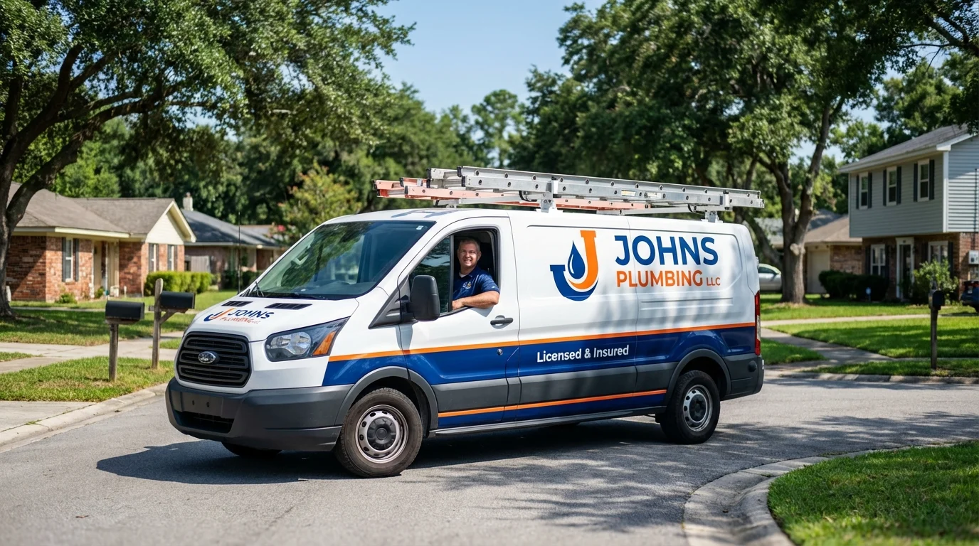 Johns Plumbing LLC service van in Poteau, OK