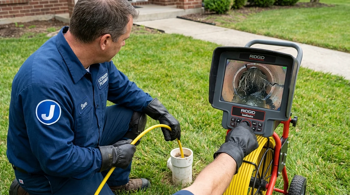Sewer camera inspection being performed by Johns Plumbing LLC in Poteau